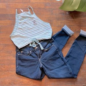 Blue & White Striped Crop Top by Empyre